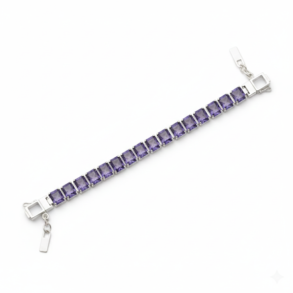 Radiant Emerald-Cut Amethyst Tennis Bracelet for Women