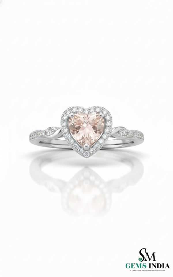 Heart-Shaped Morganite & Diamond Halo Ring – Morganite engagement ring