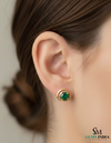 Natural Emerald Stud Earrings – Round Emerald Minimal Swirl Design