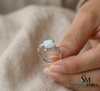Octagon Cut Opal Ring with Floral Vine Design – Nature Inspired Yellow Gold Opal Ring