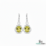 Oval Peridot Diamond Elegant Drop Earrings for Women