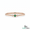 Minimalist Emerald & Diamond Trio Ring in 14K Gold - Gift For Her