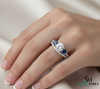 Round Cut Blue Sapphire & Diamond Two Stone Ring - Toi et moi Ring (Copy)