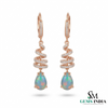 Pear Opal Drop Earrings with Diamond Spiral Design