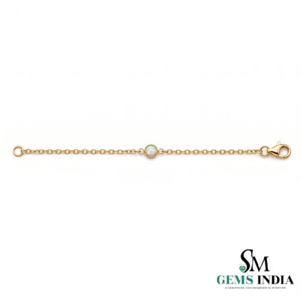 Round Opal October Birthstone Bracelet - Dainty Fine Jewelry Gift for Her