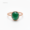 2.40 carat Natural Cabochon Emerald Solitaire 14K Gold Ring Anniversary Wedding Gift Ring