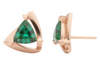 Trillion Cut Triangle shape Natural Emerald Stud Earrings in 14k gold Bold Geometric Earrings
