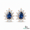 Royal Pear Blue Sapphire & Diamond Stud Earrings - Bridal Sapphire Earrings