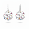 Circle Shape Multicolor Stone Drop Earrings Artistic Openwork Design