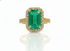 4.50 carat Emerald cut Natural Emerald and Diamond Engagement Ring Unique Gift for her