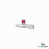 Princess Cut Natural Ruby Ring with Diamond Twist Band in 14k Gold