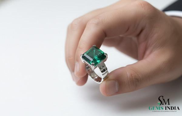 Mens Emerald Octagon Ring: Genuine Zambian Gem, Solid Gold