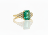 Emerald Cut Natural Emerald & Diamond Statement Ring in 14K Gold Minimalist Fine Jewelry