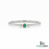 Minimalist Emerald & Diamond Trio Ring in 14K Gold - Gift For Her
