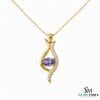 Natural Oval Tanzanite Diamond Accent Gold Pendant - anniversary gift for her