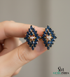 Marquise Cut Blue Sapphire & Diamond Cluster Stud Earrings - Luxury Sapphire Earrings