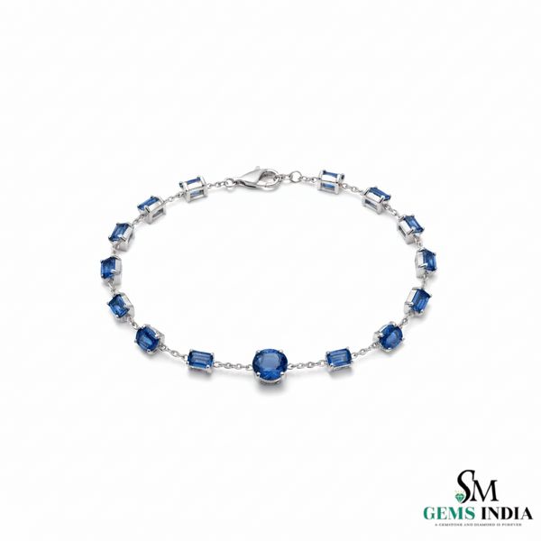 Premium Blue Sapphire Bracelet for Women - Gemstone Jewelry Gift