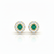 Oval Natural Emerald Stud Earrings 14k Gold Diamond Halo Earrings