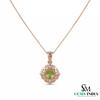 Antique Inspired Peridot Floral Pendant with Diamonds - Elegant Statement Jewelry