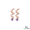 Pear Cut Blue Tanzanite & Diamond Spiral Drop Earrings in 14k and 18kk Gold