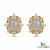 Oval Natural Opal & Diamond Stud Earrings Classic Gold Opal Earrings