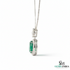 Oval Cut Natural Emerald Pendant with Diamond Halo Gemstone pendant for women