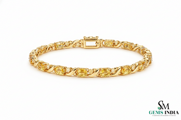 Luxury Oval Citrine & Diamond Twisted Bracelet - Elegant Jewelry Gift