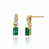Emerald cut Natural Emerald and Diamond Twist Drop Earrings in 14K Gold Wedding Gift for her
