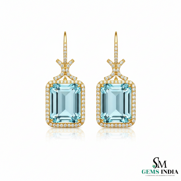 Doppelter Smaragd-Ring in offenem Design aus 14 Karat Gold – Band mit quadratisch und rund geschliffenen grünen Edelsteinen