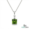 Princess Cut Peridot Solitaire Pendant Minimalist Square Gemstone Jewelry