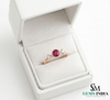 Round Ruby & Diamond Ring - Delicate Ruby Birthstone Ring for Women