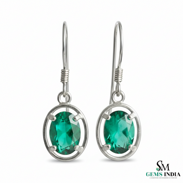 Natural Emerald Oval Drop Earrings – Gold Classic Everyday Fine Jewelry Earrings