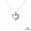 Heart Shape Emerald & Diamond Pendant - Solid Gold Pendant