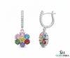 Rainbow Round Cut Flower Earrings Women’s Dangle Earring Jewelry