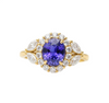 Round Tanzanite & Diamond Halo Ring with Marquise Side Diamonds in 18k Gold