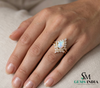 Vintage Teardrop Opal Oval Engagement Ring Double Band Statement Ring