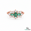 Three Stone Emerald and Diamond Cluster Ring – Fine Gold Jewelry
