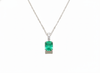 Classic 2.30 carat Emerald cut Natural Emerald Pendant Necklace in 14K Gold Gift for Her