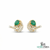 Pear Shape Emerald Earrings with Diamond Swirl – Fine Gold Jewelry