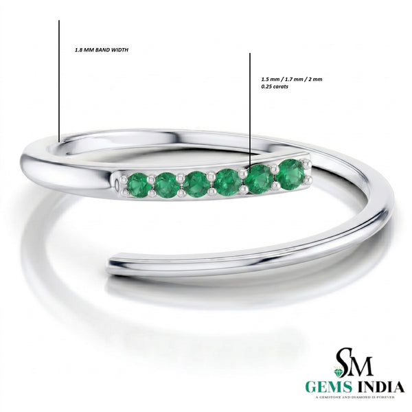 Open Emerald Band Ring – Modern Wrap Style Green Gemstone Dainty Fine Jewelry