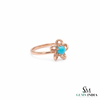 Round Cut Turquoise Flower Ring In 14k Gold – Floral Statement Ring