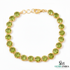 Classic Round Green Gemstone Link Bracelet - Bezel Style Tennis Bracelet
