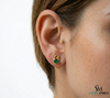 Minimalist Pear Emerald Gold Everyday Studs - Birthday Gift For Wife