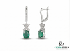 Luxury 3.90 carat Natural Emerald Oval Earrings with Sparkling Diamond X Motif