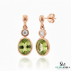 Natural Oval Peridot & Diamond Drop Earrings in 14k and 18k Gold