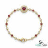 Ruby and Diamond Floral Chain Bracelet in Rose Gold – Fine Gemstone Jewelry for Women