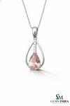 Pear Shape Pink Morganite Diamond Pendant - Diamond accent pendant