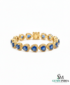 Heart Shape Lab Grown Blue Sapphire & Diamond Halo Bracelet - Romantic gift for her