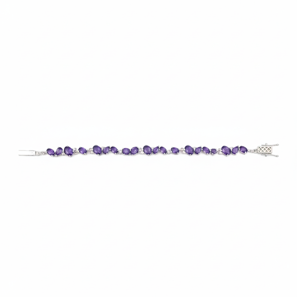 Oval and pear Handcrafted Amethyst Tennis Bracelet - february birthstone bracelet