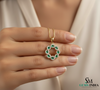 Timeless Oval Emerald & Diamond Circle Pendant – Fine Gold Jewelry